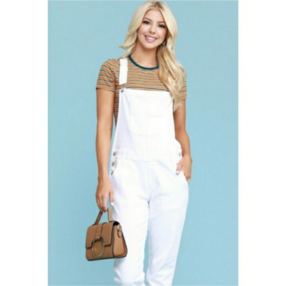 S M L White Relaxed Overalls - Picture 5 of 7